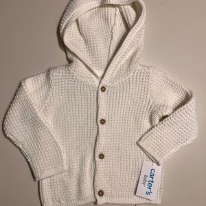 Carters white hooded cardigan